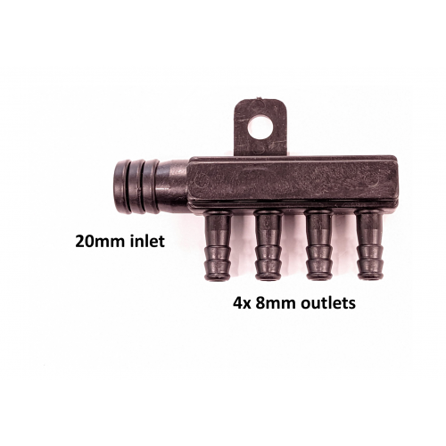 Air pump manifold 20mm 4x8mm